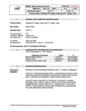 Fillable Online (Tube) and PT (Tube) MSDS - ITC Fax Email Print - pdfFiller
