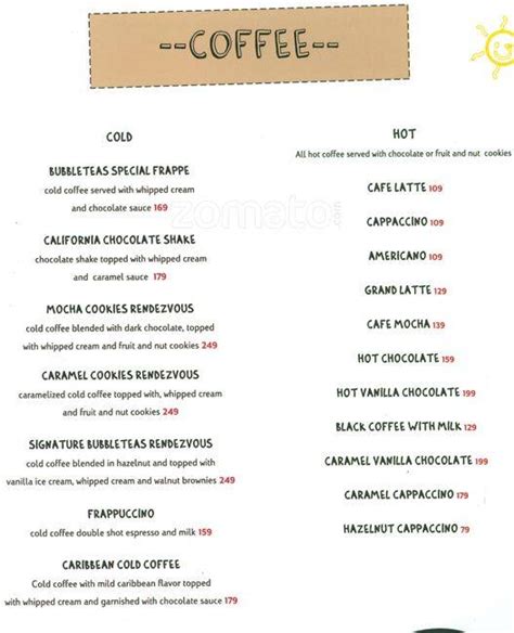 Menu at Bubble Teas, Gurugram, Kiosk 2