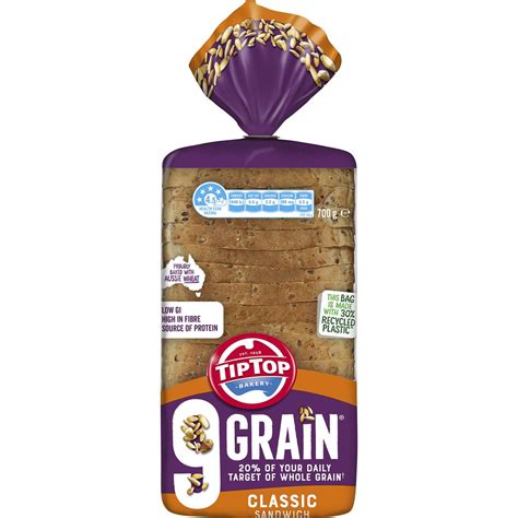 Tip Top Bakery 9 Grain Classic Sandwich Bread 700g | Woolworths