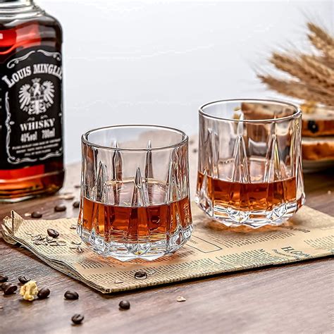 kddigz Diamond Premium Whiskey Glasses Lead-Free Crystal Clear 10.4 oz ...