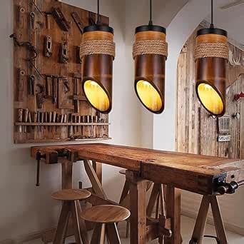 Buy Areezo Wooden Triple Bamboo Design Hanging Pendant Light -Set of 3 ...