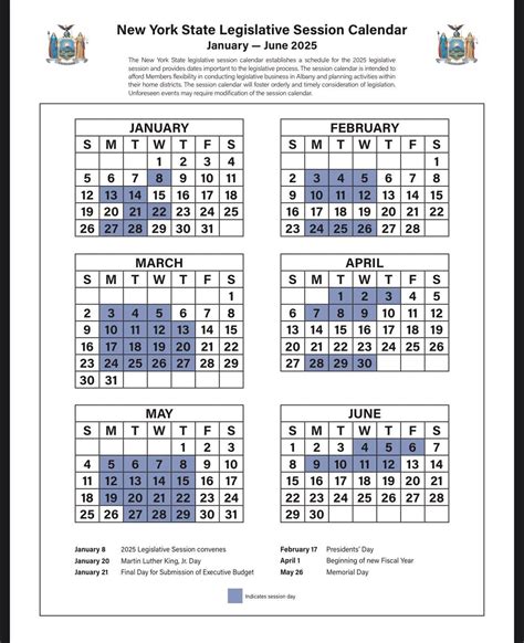 The 2025 New York State Legislative Calendar has been announced ...