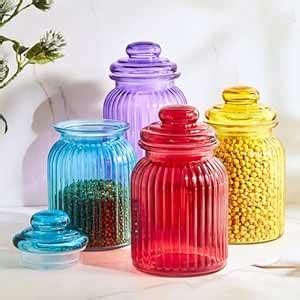 Buy Home Centre Corsica Medika Set of 4 Glass Storage Jar with Lid ...