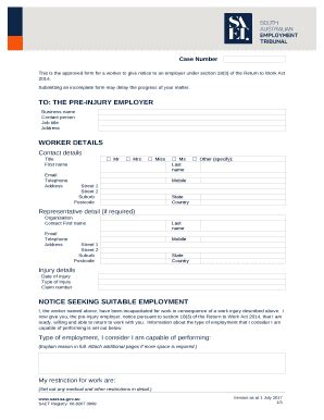 This is the approved for a worker to give notice to an employer under ...