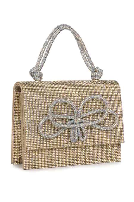 Buy Gold Stones Celeste Embellished Clutch With Detachable Sling Chain ...