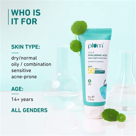 Buy Cica & Hyaluronic Acid Sunscreen SPF 50 PA+++ for Sun Protection – Plum