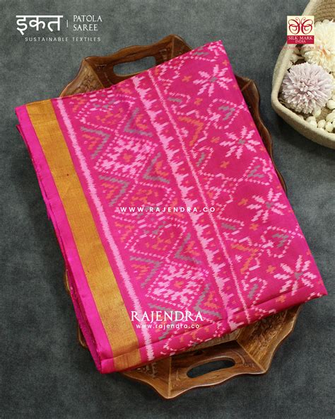 Traditional Navratna Manekchowk Mix Design Pink Single Ikat Rajkot Pat ...