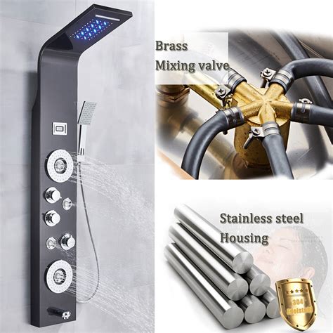 Buy ELLO&ALLO Shower Panel Tower LED Rainfall Waterfall Massage System ...