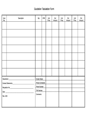 Fillable Online fas lsu Quotation Tabulation Form Fax Email Print ...