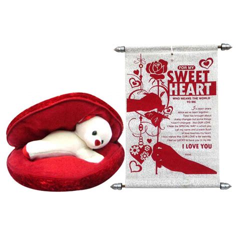 Love Heart Teddy With Love Scroll Card