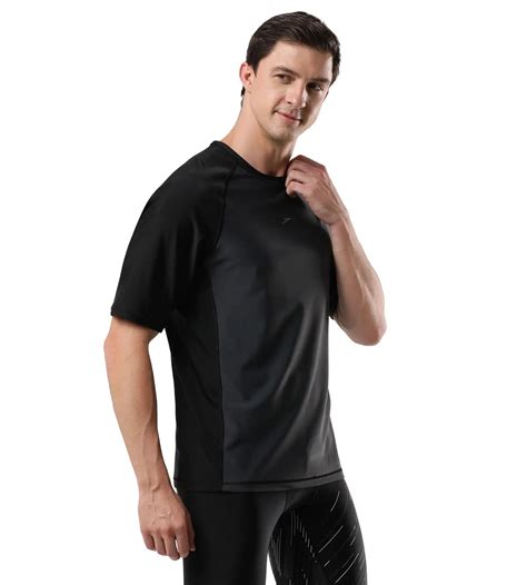 Buy Speedo Adult Male Short Sleeve SunTop Oxid Grey-Black SwimActive ...
