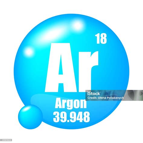 Argon Element Icon Ar Atomic Symbol Atomic Number 18 Atomic Mass 39948 ...