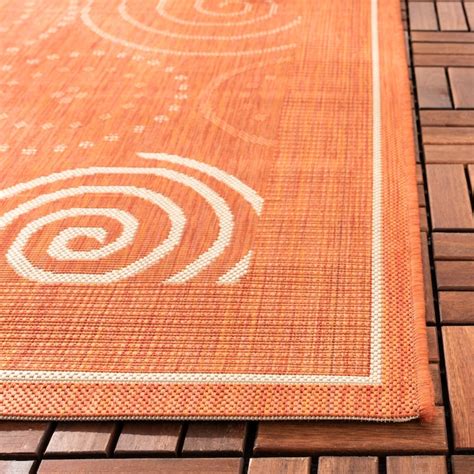 Safavieh Courtyard Circles 2 x 7 (ft) Loomed Polypropylene Terracotta ...