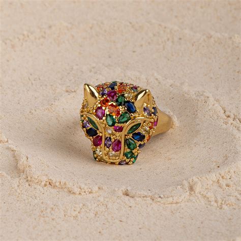 Studded Panther Adjustable Ring