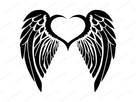 Heart With Wings Black And White