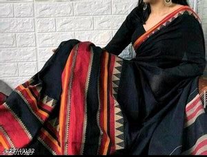 Buy Bengal S Woven Handloom Cotton Blend Black Sarees Online @ Best ...
