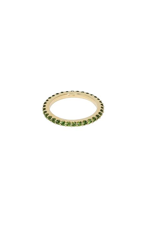FRY POWERS Pave Gem Stacking Ring in Green Tsavorite & 14K Yellow Gold ...