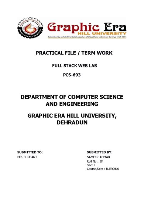 Fullstack Web DEV. - Btech cse - PRACTICAL FILE / TERM WORK FULL STACK ...