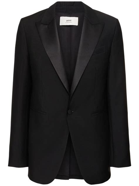 Wool & mohair tuxedo blazer - AMI Paris - Men | Luisaviaroma