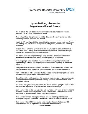 Fillable Online Hypnobirthing classes to Fax Email Print - pdfFiller