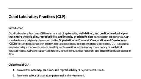 Good Laboratory Practices (GLP) and Good Clinical Practices (GCP ...