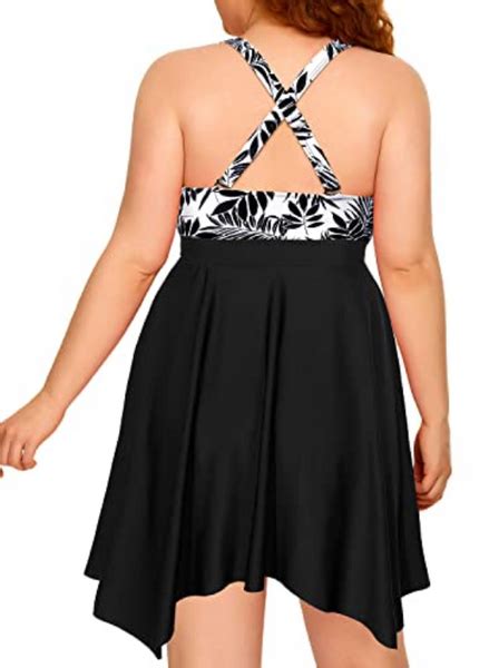 Plus Size Open Back Criss Cross Swimsuit White Black – Plus Curvves