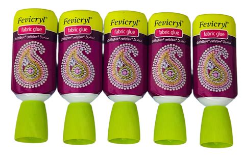 Kavya Fashion Fevicryl Fabric Glue - 30 g (Pack of 5) Diamante Gems No ...