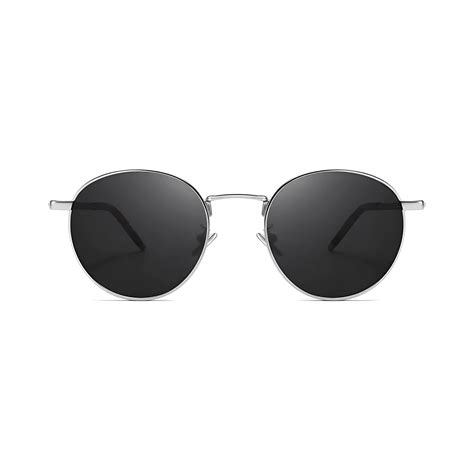 essntl series Vintage Round Sunglasses For Men & Women Silver Black ...