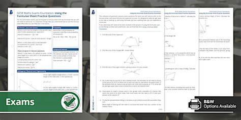 👉 Using the Formula Sheet Practice Questions - Foundation
