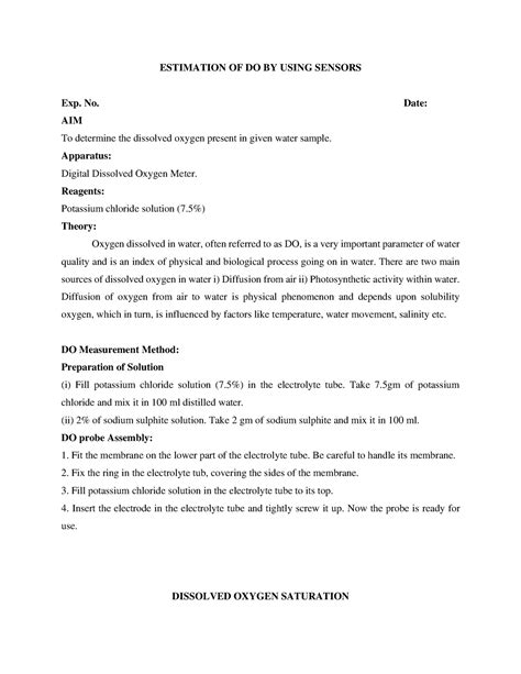 DO sensor Procedure - jukuik - ESTIMATION OF DO BY USING SENSORS Exp ...