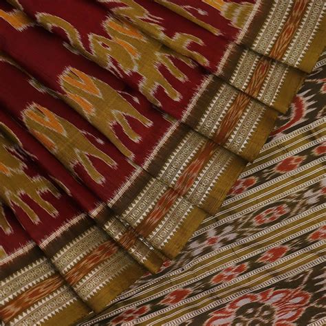 Maroon Ikkat Khandua Silk Saree | P031604645 – Priyadarshini Handloom