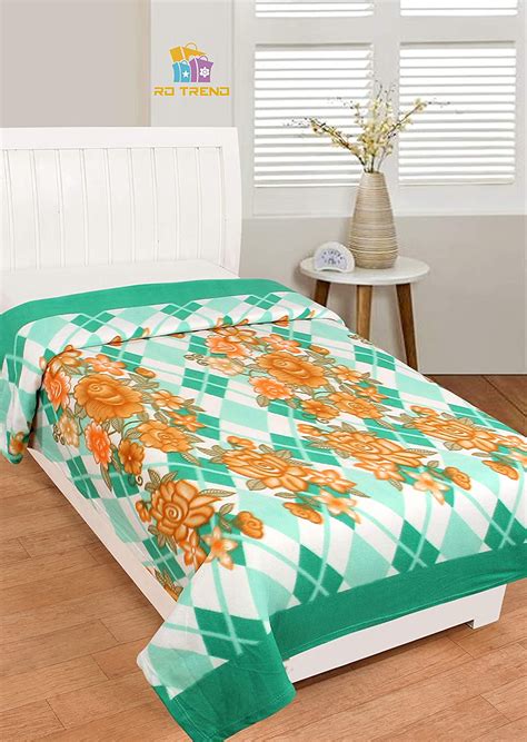 RD TREND Fleece 180 TC Bedsheet (Green_Single) : Amazon.in: Home & Kitchen