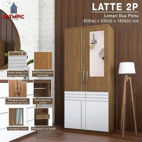 Jual LEMARI PAKAIAN OLYMPIC 2 PINTU LATTE SERIES LEMARI MURAH LEMARI ...