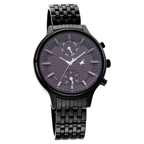 Buy Online Fastrack Ruffles Quartz Multifunction Purple Dial Stainless ...