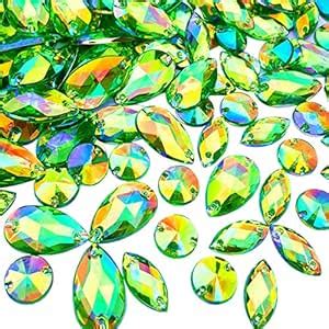 150pcs Big Sale Drop Horse Eye Round Mix Shape Green AB Color Clear Sew ...