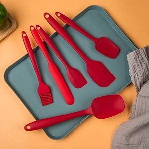 Buy FYCAN 6 Pack Red Silicone Spatula Set One-Piece Design - Premium ...