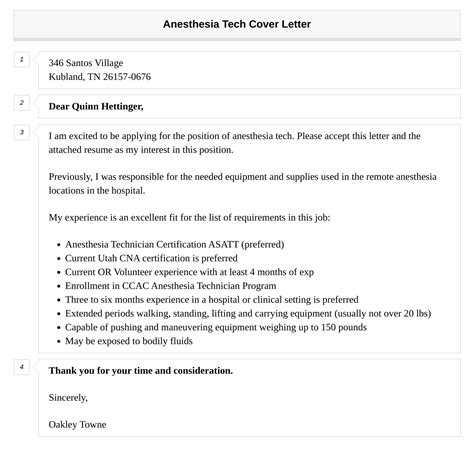 Anesthesia Tech Cover Letter | Velvet Jobs
