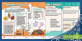 KS1 Autumn Leaves Poem Differentiated Reading Comprehension Activity