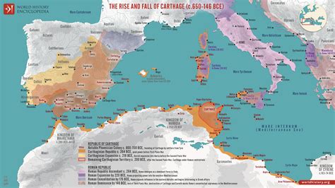 Map of the Rise and Fall of Carthage (c. 650-146 BCE) - World History ...