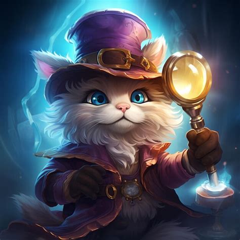 There is a cat with a hat and a magnifying glass generative ai ...