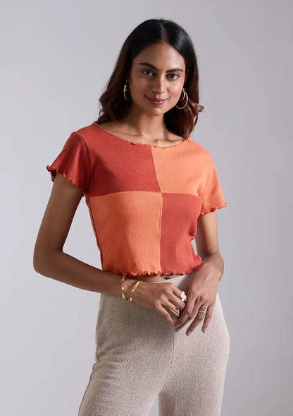 Ribbed Crop Top - Buy Colour Blocked Rib Crop Top for Women | IshqME