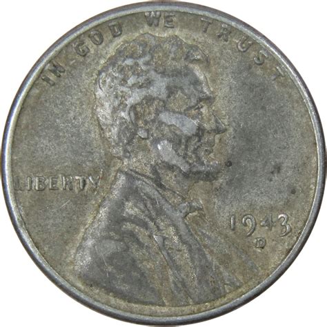 1943 D Lincoln Wheat Cent Circulated Steel Penny 1c Coin Collectible