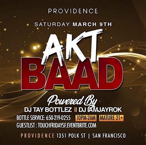 AKT BAAD, Providence, San Francisco, 9 March to 10 March | AllEvents