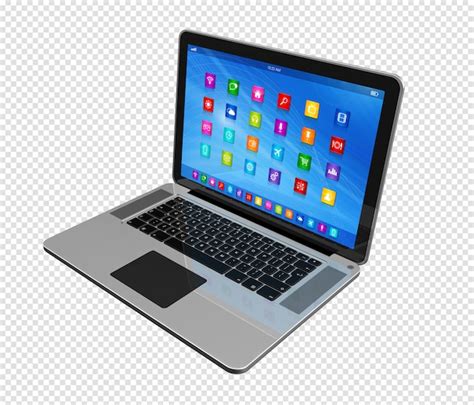 Laptop computer - apps icons interface | Premium PSD
