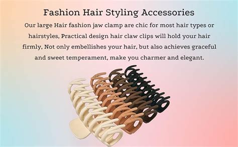 ALIBA COLLECTION Large Claw Clips for Thick Hair, 4.3" Matte Big Hair ...