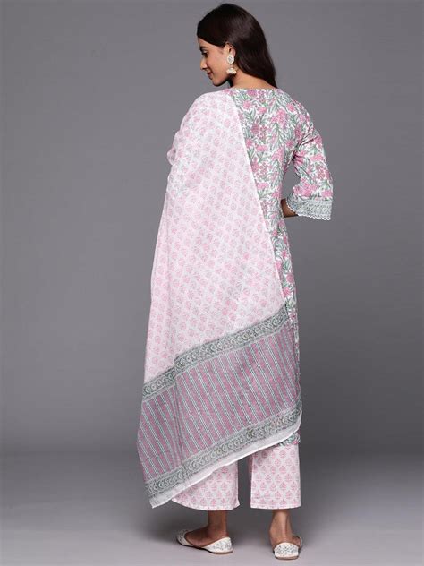 Buy Pink Printed Cotton Straight Suit With Dupatta Online at Rs.1289 ...