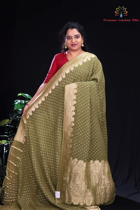 Light Sap Green Georgette Saree – Prasannalakshmisilks