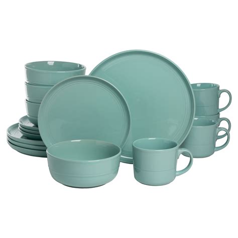 Buy 10 Strawberry Street Double Line 16 Piece Dinnerware Set, Seafoam ...
