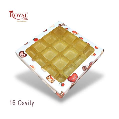16 Cavity Valentine Chocolate Boxes I 7.5 x 7.5 x 1.25 inch I For Choc ...