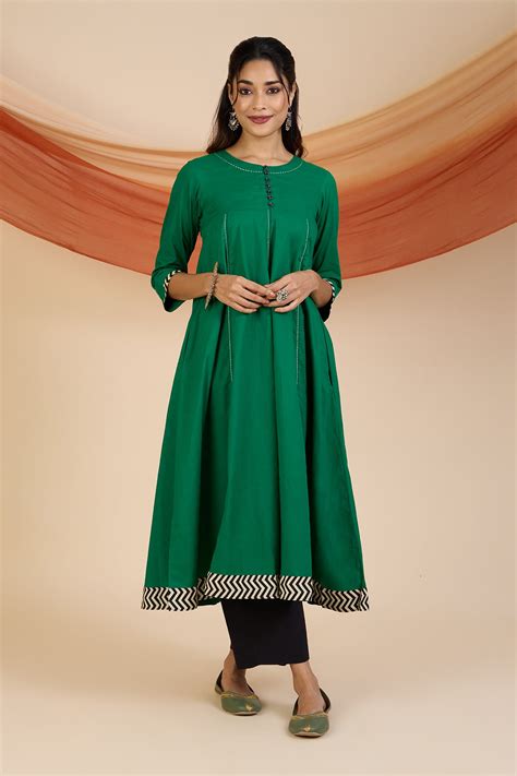 Emerald Glow Elegant Long Anarkali - maati crafts